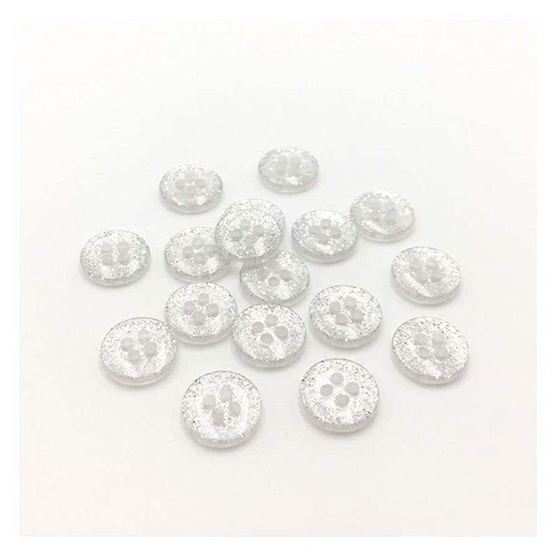 vingol 50 PCS 4-Hole Buttons Glitter Craft & Sewing Buttons Resin Round Retro Buttons for Clothes Decoration (Transparent 11.5mm) - Image 1